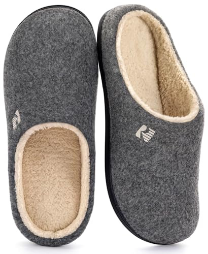 RockDove Herren Hausschuhe mit Sherpa-Futter, 46/47 EU, Grau