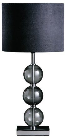 Premier Housewares Bedside Table Lamp Ceramic Effect Bedside Lamp Chrome Base Table Lamps for Lounge Desk Lamp Lamp Shade H51 Cm X W24 Cm X D24 Cm, Black