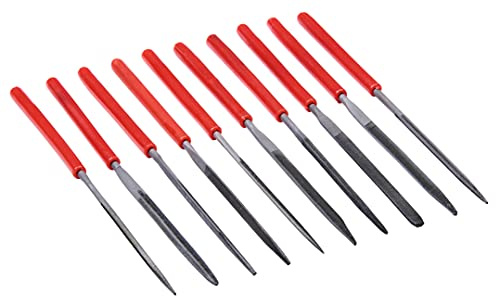 Amtech - 10 Piece Needle File Set, 90mm Hardened Steel Blades for Metal Wood and Jewellery Detailing