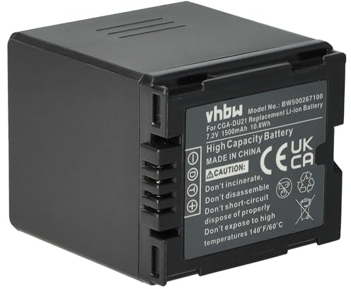 vhbw Akku kompatibel mit Panasonic NV-GS50 | NV-GS55K, NV-GS60, NV-GS70, NV-GS75EG, NV-GS80, NV-GS90, NV-GS120 Videokamera Camcorder (1500 mAh, 7,2 V, Li-Ion)
