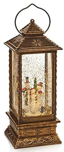 Battery Operated Lantern Santa Glitter Water Spinner Lantern with Warm White LEDs