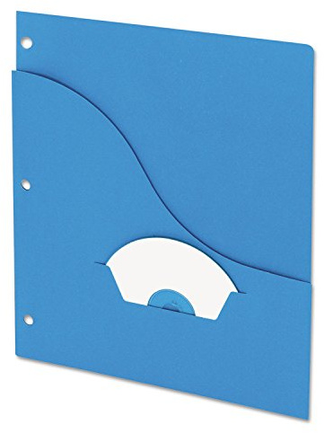 Pendaflex PFX32902 Essentials Slash Pocket Project Folders, 3 Holes, Letter, Blue (Pack of 25)