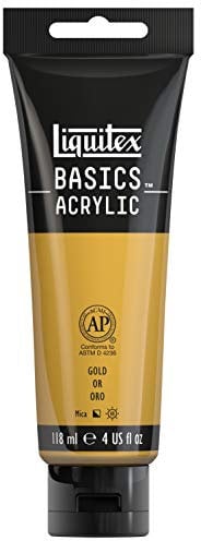 Liquitex 1046234 Basics - Acrylfarbe, monopigmentierte Künstlerpigmente, lichtecht, mittlere Viskosität, Achivqualität, seidenglänzender Finish, 118ml Tube, gold