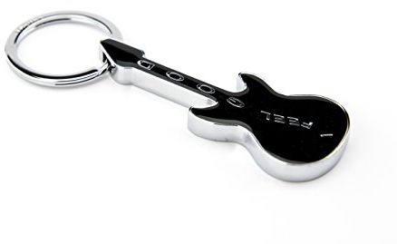 TROIKA Schlüsselanhänger I FEEL GOOD - KR9-02/BK - Gitarre mit Schriftzug 'I FEEL GOOD' - Musik, Instrument, Gitarre - schwaz / silber - Metall / Emaille - das Original von TROIKA