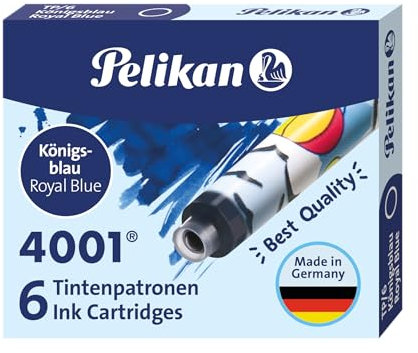 Pelikan Standard-Tintenpatronen 4001 Tinte Königsblau, Bunt bedruckt, 6 Stück