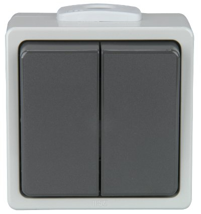 Unitec FR 42543L Aquarius Interrupteur Double à Monter en saillie Gris Clair/Gris foncé