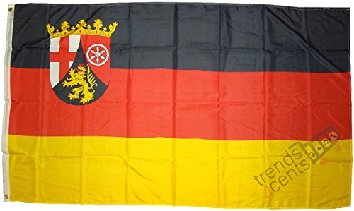trends4cents RHEINLAND-PFALZ MIT WAPPEN Fahne, 250 x 150 cm