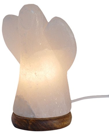 HIMALAYA SALT DREAMS Beleuchteter Salzkristall Engel groß, White Line, Kristallsalz aus Punjab/Pakistan, Weiß, ca. 19 cm