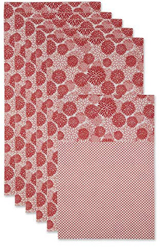 DII Non Adhesive Cut to Fit Machine Washable Fridge Liner For Drawers, Bins, Trays, Protect Produce, Set of 6, 12 x 24 - Tango Red Dahlia