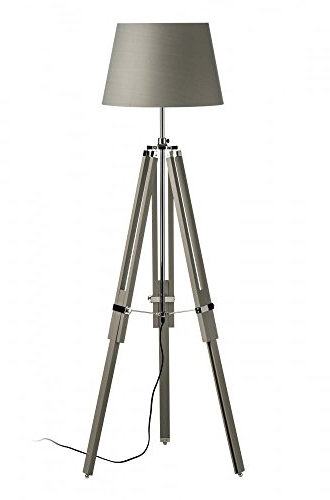 Fusion Living Gris madera y cromo lámpara de pie trípode