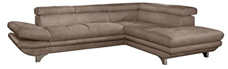 Mivano Ecksofa Enterprise / Trendige Eckcouch in L-Form mit Bettfunktion / Kopfstützen und Armteil verstellbar / 273 x 75 x 238 / Mikrofaser: braun