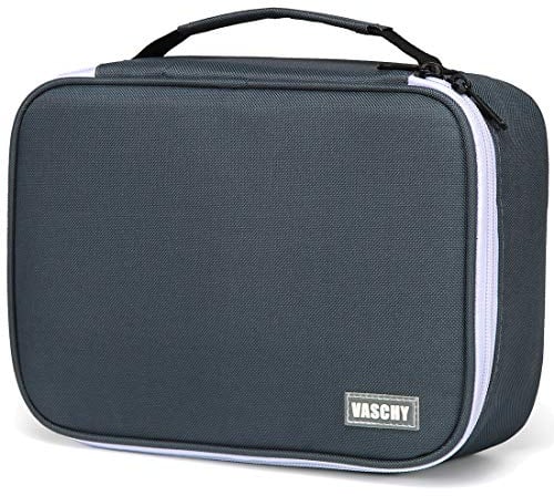 VASCHY Trousse Scolaire, 72 Crayons Grande Capacité Pratique Trousse de Rangement pour Le Collège Artistes avec Détachables Velcro pour Fusain, Crayons Aquarelle, Crayons Gel dans Gris