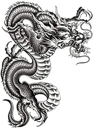 EROSPA® Tattoo-Bogen temporär/Sticker - Drachen Dragon - 15 x 22 cm