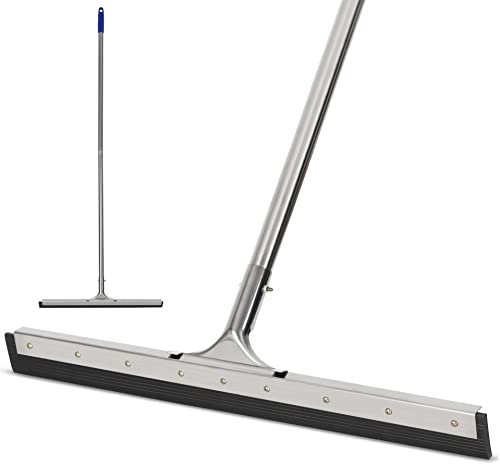 Raclette à récurer pour Sol - Manche en Acier Inoxydable de 140 cm de Long avec Lame de 55,9 cm de Large en Caoutchouc de Silicone - Balai Parfait pour Laver et sécher Le Sol de la Douche, Le Verre