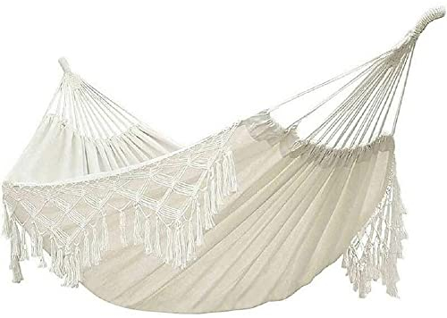 Xuanmuque Doppelgröße, Boho-Makramee-Hängematte mit eleganten Quasten und Fischschwanz-Stricken, 220 kg, inklusive Schnürseilen und weißem Kordelzugbeutel für Frauen