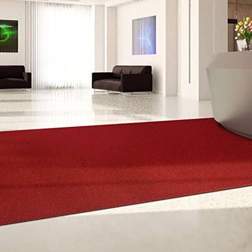 KARAT Schmutzfangmatte Hongkong auf Maß - Meterware - 10mm hohe, robuste Eingangsmatte - strapazierfähige Sauberlaufmatte (Rot, 100 cm x 600 cm)