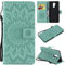CHcase Cover per Huawei Mate 20 Lite Custodia di Pelle Case Flip Portafoglio Retro Libretto Magnetico Protettiva Non Graffi Funzione Supporto Bumper Fiore Girasole per Huawei Mate 20 Lite - Verde