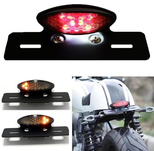 19 LED Motorrad Rücklicht Integriertes Nummernschild Bremsleuchte hinten für Racer Bobber Street Bike, Roller, Cruiser, Chopper Dirt Bike ATV (Rauchglas + Signal Blinker)