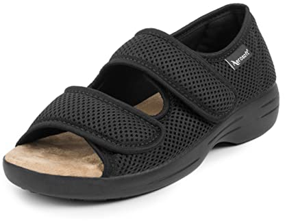 Aerosoft Sandales de rééducation, élastique 06, sans pression, adaptables, pour homme et femme, Noir, 40 EU