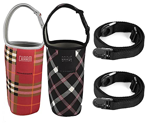 2 Pack Tumbler Carrier Holder Pouch with Detachable Shoulder Strap, Fit for YETI, Rtic, Atlin, Ozark Trail, Rambler 30 oz Insulated Tumbler Cup