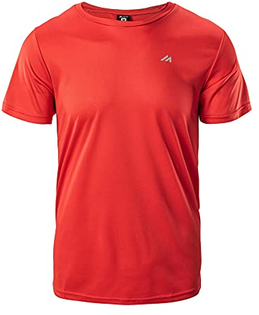 martes Herren T-Shirt Bisic, Kurzarm, Rundhals, 100% Polyester, Outdoor Shirt, Sport und Fitness, Fiery Red, L