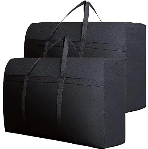 2 Pcs 100L Large Storage Bags Waterproof Heavy Duty 600D Oxford Moving Bags, Organizer Bags Ideal For Bedding, Duvets, Pillows, Laundry,Clothes or Moving home(75x48x28 CM)