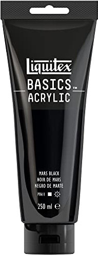 Liquitex Basic Acrylic - Tubo de Pintura Acrílica, 250 ML, Negro (Negro Marte Nuevo)