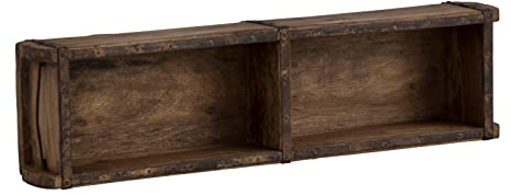 Woodkings® Wandregal Ziegelform 2er Altholz Wandderoration Aufbewahrungsbox Backsteinform rustikal mit Metallbeschlägen Holzbox Wandboard Shabby Geschenkidee Regal Gewürzregal