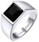 GoldChic Personalisierter Zirkon Fingerring mit Wunsch-Motiven 316L Edelstahl Geburtstein Ring in 8mm breit Hip Hop Schwarzer Zirkonia Bandring in Silber Ringgröße 59.5（18.9）