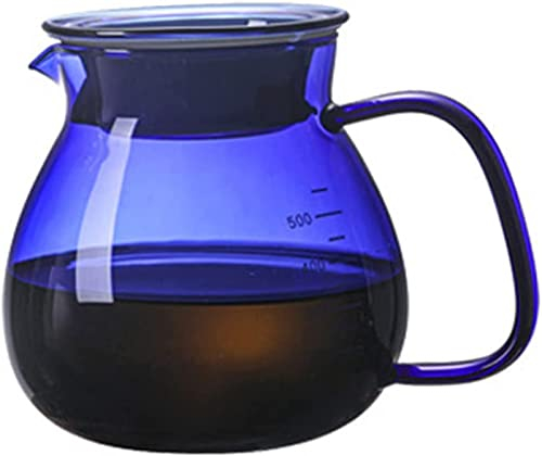 REJOON Percolateur Cafetière 500ml Couleur Réutilisable Cafetière en Verre Résistant Aux Hautes Températures Pot De Café en Verre Pot De Partage Percolateurs De Café Coffeeware (Color : Blue)