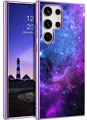 GUAGUA Kompatibel mit Samsung Galaxy S23 Ultra Hülle 6,8 Zoll, leuchtet im Dunkeln, nachtleuchtender Weltraumnebel, schlanke Passform, kratzfest, für Samsung S23 Ultra 5G, blauer Nebel