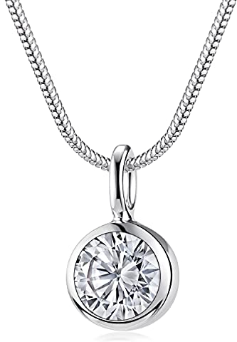 Materia Kette Damen Silber 925 mit Anhänger Zirkonia rund KA-222-K22-50cm