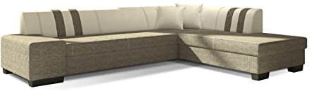 ALTDECOR Ecksofa rechts mit Schlaffunktion und Bettkasten mit Gasdruckfeder, Polstercouch in L-Form rechts angeordnet, rückenecht gepolstert, ideal als Gästebett - ORTO2 278x217x74 cm Grau/Weiß
