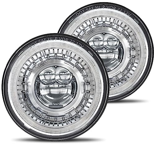 HWSTAR 2023 1000% helle blendfreie 17,8 cm Halo-LED-Scheinwerfer, rund, kompatibel mit Jeep Wrangler JK JKU TJ LJ usw. mit Start-up-Farbverlauf, Sternenatmosphäre, DRL Blinker, H6024, DOT Hi/Lo,