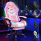 ALFORDSON Chaise Gaming Fauteuil Gamer, Chaise de Bureau Ergonomique avec LED et Massant, Repose Pied, Réglable Appui-tête Support Lombaire, Dossier Haut, Dossier Inclinable à 150°, Rose & Blanc
