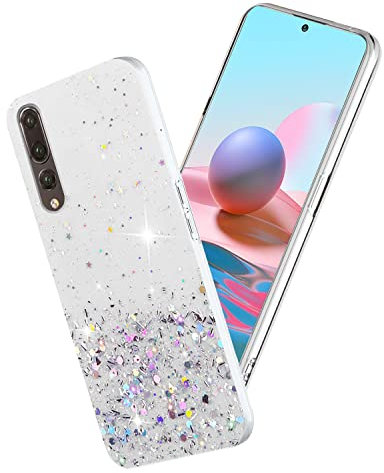 Yarxiawin Kompatibel mit Huawei P20 Pro hülle Transparent Glitzer Muster, Handyhülle Huawei P20 Pro Silikon Hülle Durchsichtig, Schutzhülle Huawei P20 Pro hülle Glitzer Clear Case (Clear)