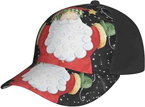 Merry Christmas Santa Baseball Cap Adjustable Dad Hat Classic Fashionable Sun Cap for Men Women Black, Black, One Size, Schwarz, EinheitsgröÃŸe