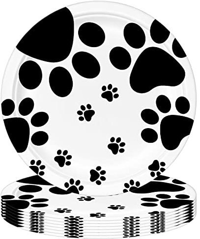 POPOYU 22.3 cm Hund Teller,16 Stück Hund Pappteller,Safari Pappteller Set für Geburtstagsdeko Kinder Hund,Geburtstagsdeko Hund Enmuster,Dschungel Safari Teller für Party Safari Geburtstag Deko