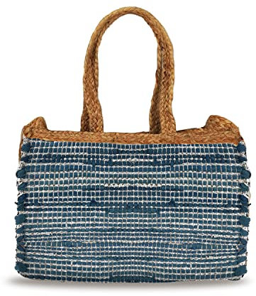 Banzaii sac de paille pour femme, sac à bandoulière coloré, sac d’été, sac de plage entièrement fait à la main Amalfi Bleu Foncé