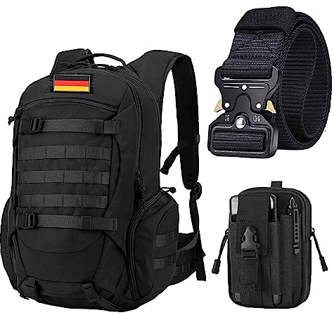 Neuer Militärrucksack mit Herren Taktischer Gürtel und Molle Beutel, taktischer Rucksack, wasserdichter Wanderrucksack, Überlebensrucksack, 35 l, für Molle-System, Rucksack, Herren, Erwachsener, P-4