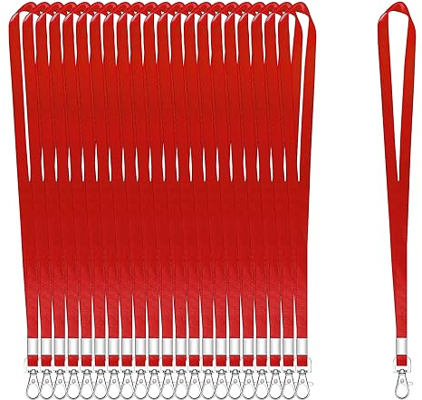 100 Stück Schlüsselbänder für Ausweise, Rot, Schlüsselband mit Clip, Umhängeband mit Abzeichen-Clip, Bulk Lanyards für Hals, Namensschild-Halter