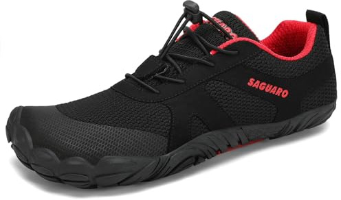 SAGUARO Barfußschuhe Herren Barfussschuhe Damen Barfuss Schuhe Zehenschuhe Outdoor Fitnessschuhe rutschfest Traillaufschuhe Barefoot Shoes mit Zero-Drop Solhe Nacht, Gr.43 EU