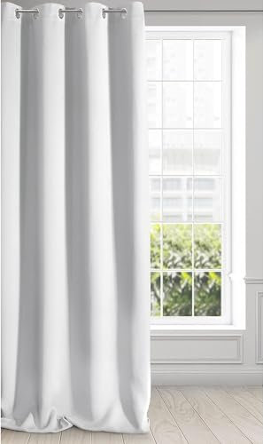 Eurofirany Logan Vorhang Blickdicht, Satin, Blackout Verdunkelungsvorhang mit Ösen -1 STK. Ösenvorhang, Elegant, Glatt, Einfarbig, Wohnzimmer, Schlafzimmer, 140x270 cm, Weiß