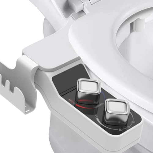 Bidet Aufsatz für Toilette, Nicht Elektrischer, Faltbar ToilettenschüSsel Attachment Mit Handyhalter und Einstellbarer Kalt-Warmwasser-Druckknopf und WassersprüHdruck für WC Dusche, Po-Dusche