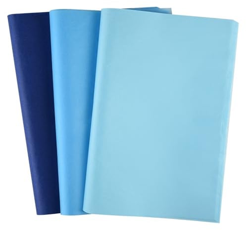 CHRORINE 50 Blatt blaues Seidenpapier, mehrfarbig, Kunst, Geschenkpapier, Großpackung für Babyparty, Hochzeit, Geburtstag, DIY und Basteldekoration