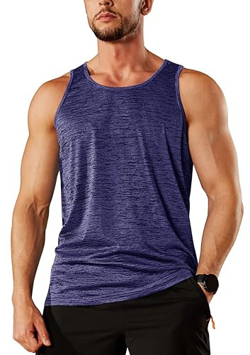 TACVASEN Mens Tank Tops Sport Gym Running Top Sleeveless T-Shirt Quick Dry Breathable Running Vest Violet,L