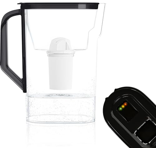 Wessper Karaffe für Kühlschranktür 2,7L, kompatibel mit Brita Classic filterkartuschen, Wasserfilter Kanne mit Filterverschleißanzeige- Set Filterkanne+ Filter- Schwarz
