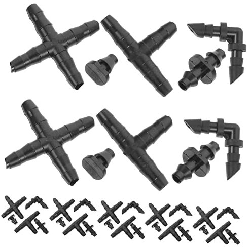BESPORTBLE Kit De Conectores De Riego Por Goteo De 200 Piezas Accesorios De Manguera De Púas De 1/4' Para Jardín Flores y Césped Conectores De Manguera De Plástico Adaptadores De Conexión Rápida