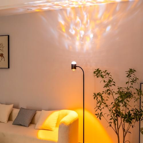 SOLLA Sunset Water Ripple Ambiance Stehleuchte, Sonnenuntergangslicht,Wasserplätschernde Lampe,Bi-direktionale Umgebungsbeleuchtung mit 360°-Drehung,Büro,Schlafzimmer-Schwarz