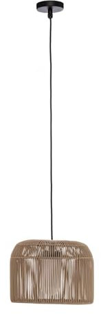 Lucande Hängelampe außen Rattan Optik Kunststoff, Hängeleuchte Indoor Outdoor IP44 Terrassenlampe 230V Esstisch Pendelleuchte 1xE27 ohne Leuchtmittel